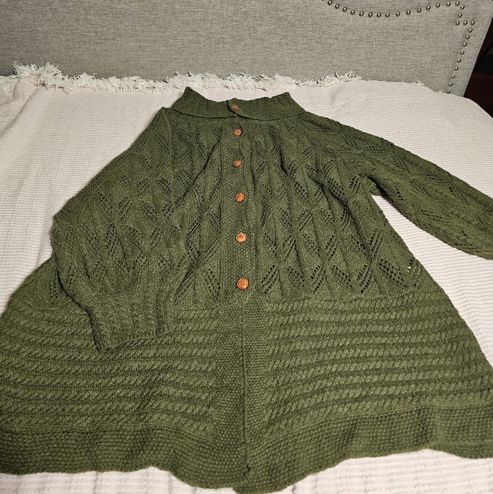 Misslook green crochet button front cardigan